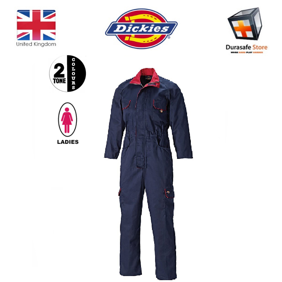 DICKIES WD4839W Ladies Redhawk Coverall - Navy/Red Size - Durasafe Shop
