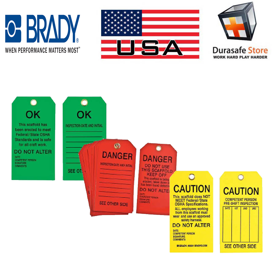 Brady Scaffolding Tags 53/4" H x 3" W x 100 Durasafe Shop