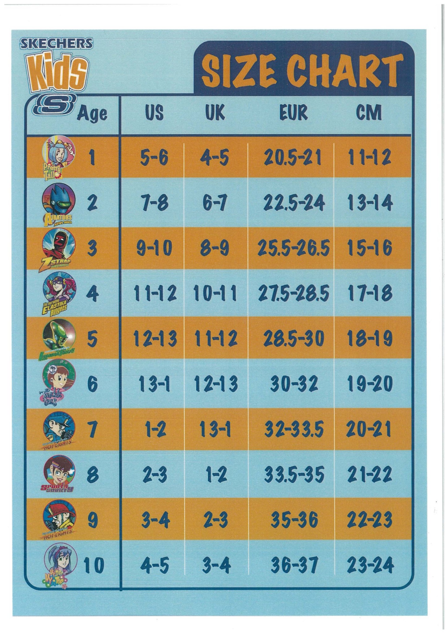 Dc Kids Size Chart