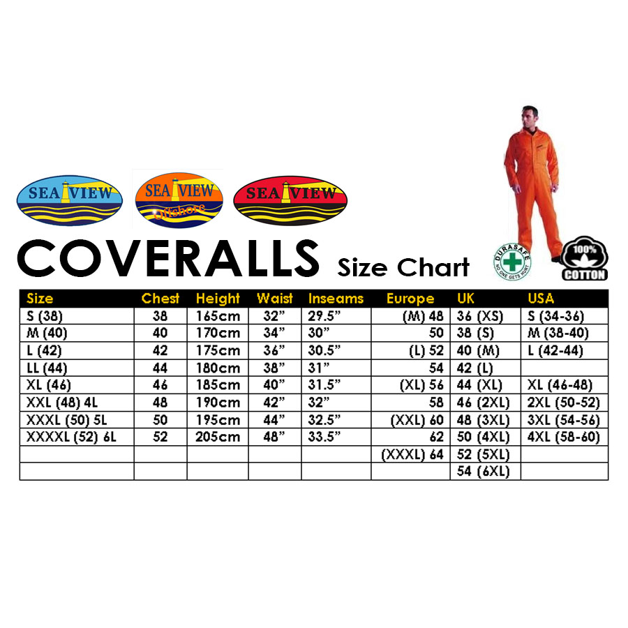 Big Mac Coveralls Size Chart