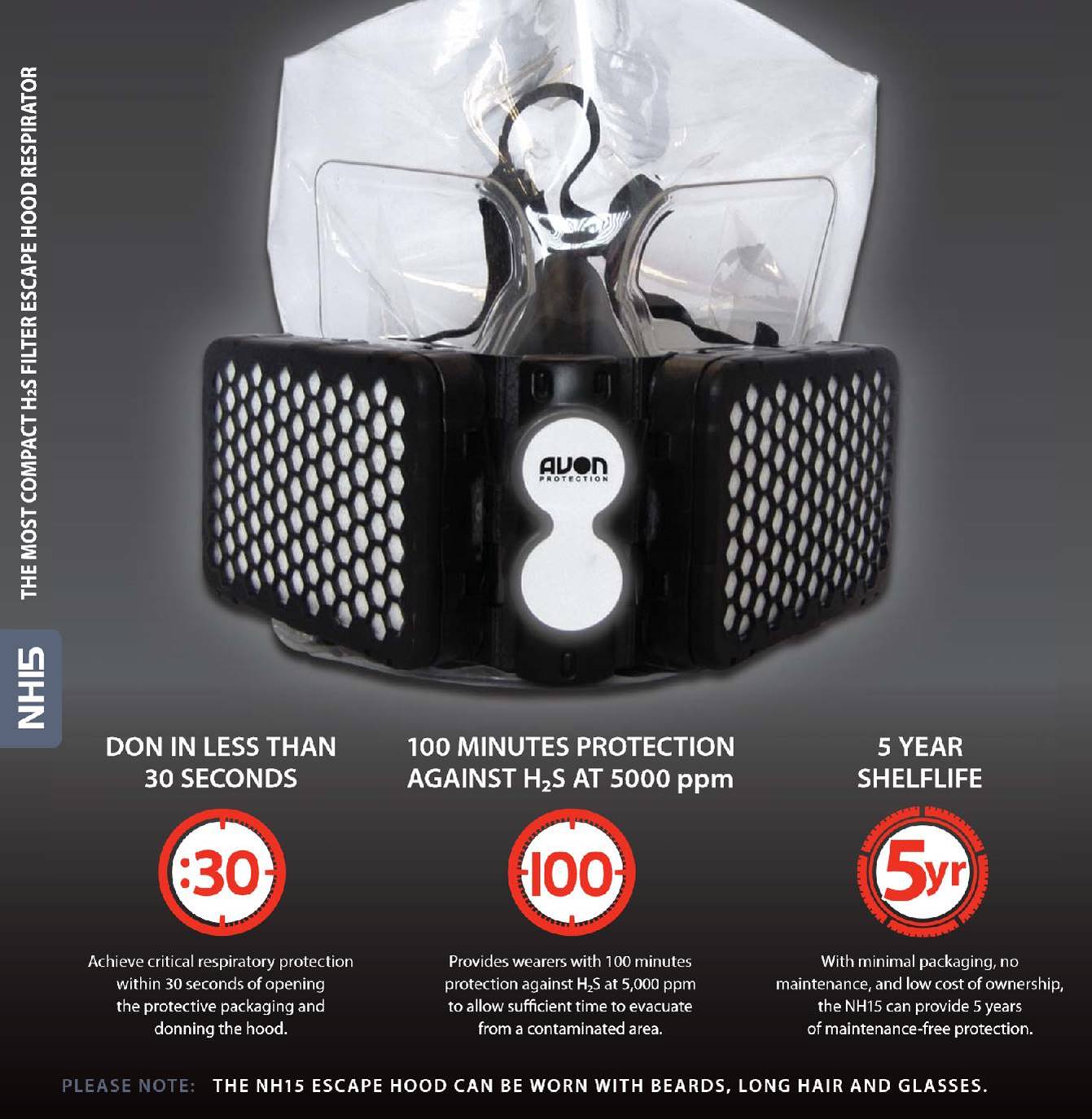 AVON NH15 H2S Filter Emergency Escape Hood Respirator Durasafe Shop