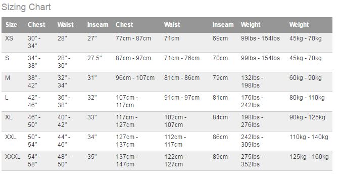 Mustang Size Chart