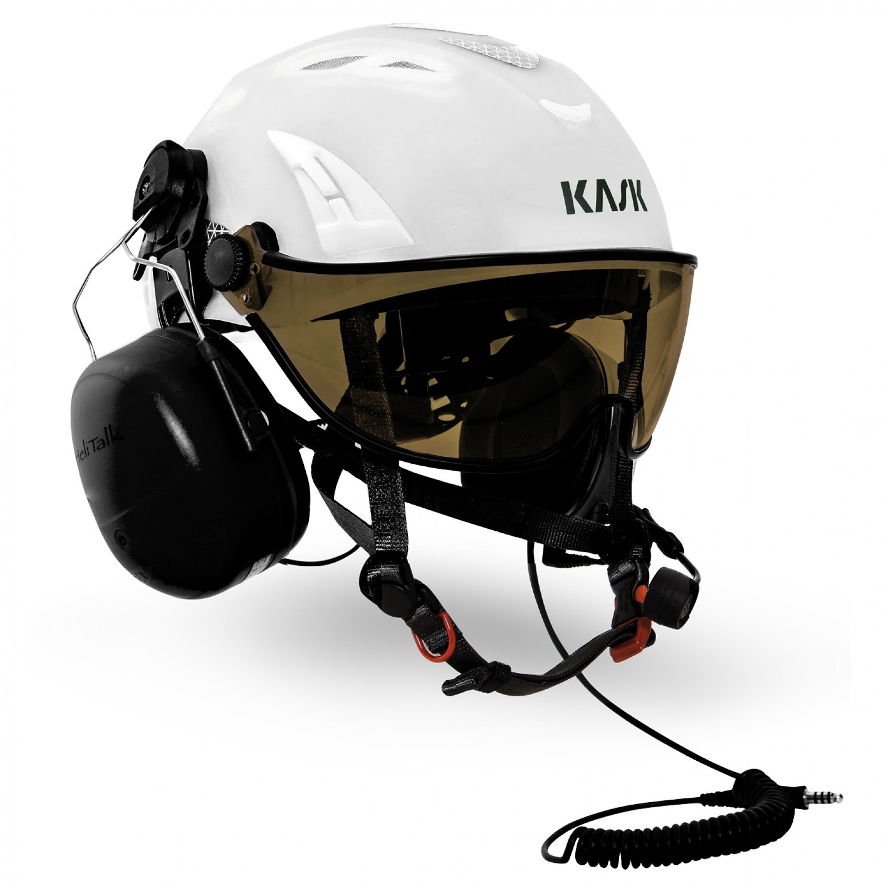 KASK MHE00007 Helitalk Safety Helmet with Silver Mirror Visor White