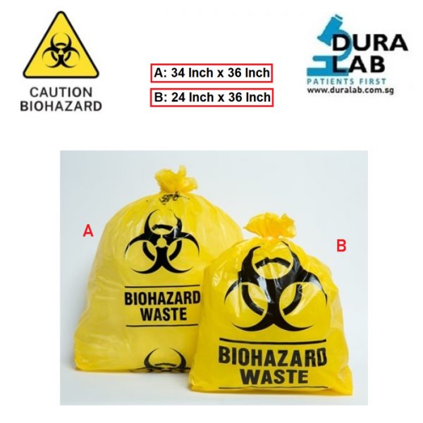 DURALAB Biohazard Bag Waste Disposal, Yellow Durasafe Shop