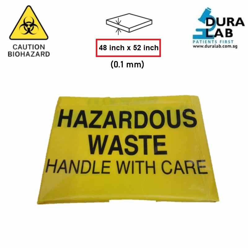 DURALAB Hazardous Waste Bag, Yellow 48" x 52" 10 pc/packet Durasafe Shop